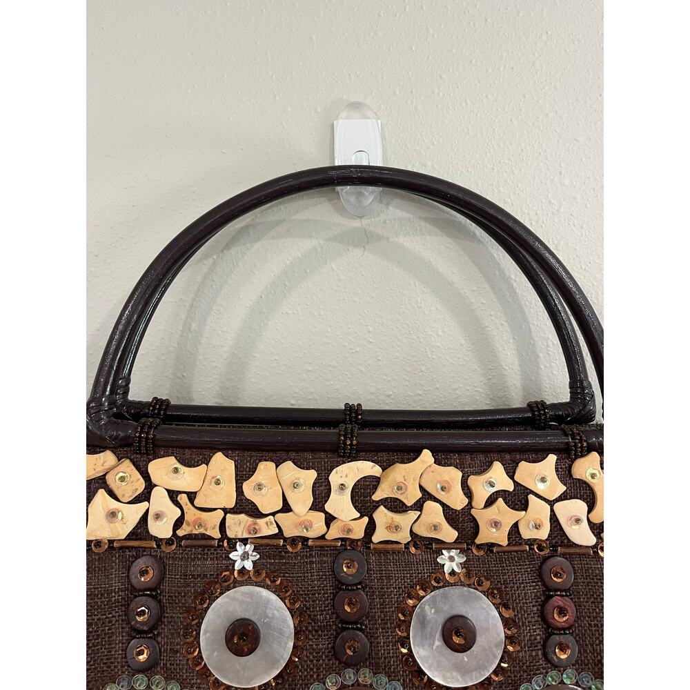 Artsy Boho Embellished Top Handle Bag Unique Indie Festival Statement Purse - Picture 2 of 15
